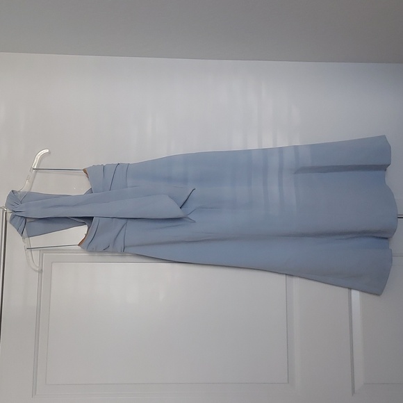 NEW Cinq a Sept Adela Tie-Back Trumpet Midi Dress in Light Blue - Picture 5 of 8